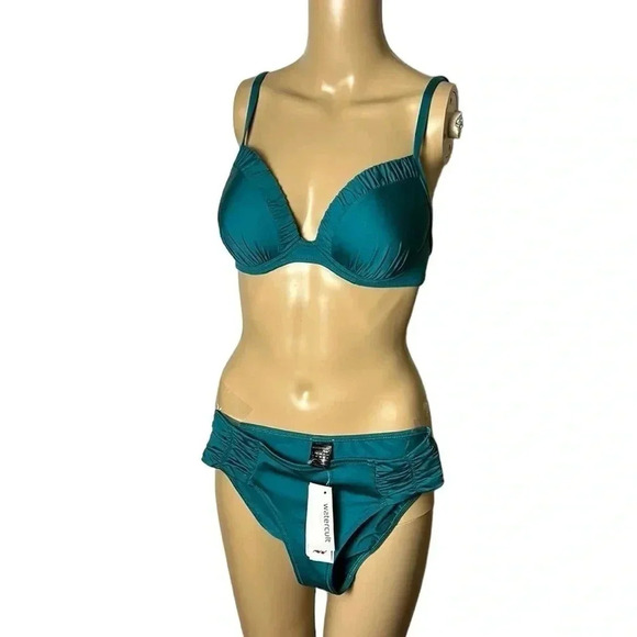 Watercult  NWT Swim bottom, size 8 ,Turquoise bathing bottom,shirring,resortwear - Picture 8 of 8